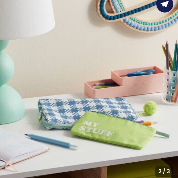 2pk Kids' Houndstooth and My Stuff Gifting Pouch Set - Pillowfort™ - Picture 2 of 4